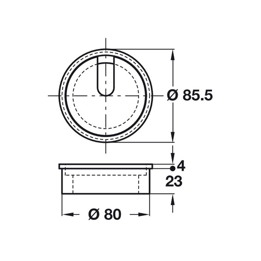Cable Outlet 80 mm - Solid Oak