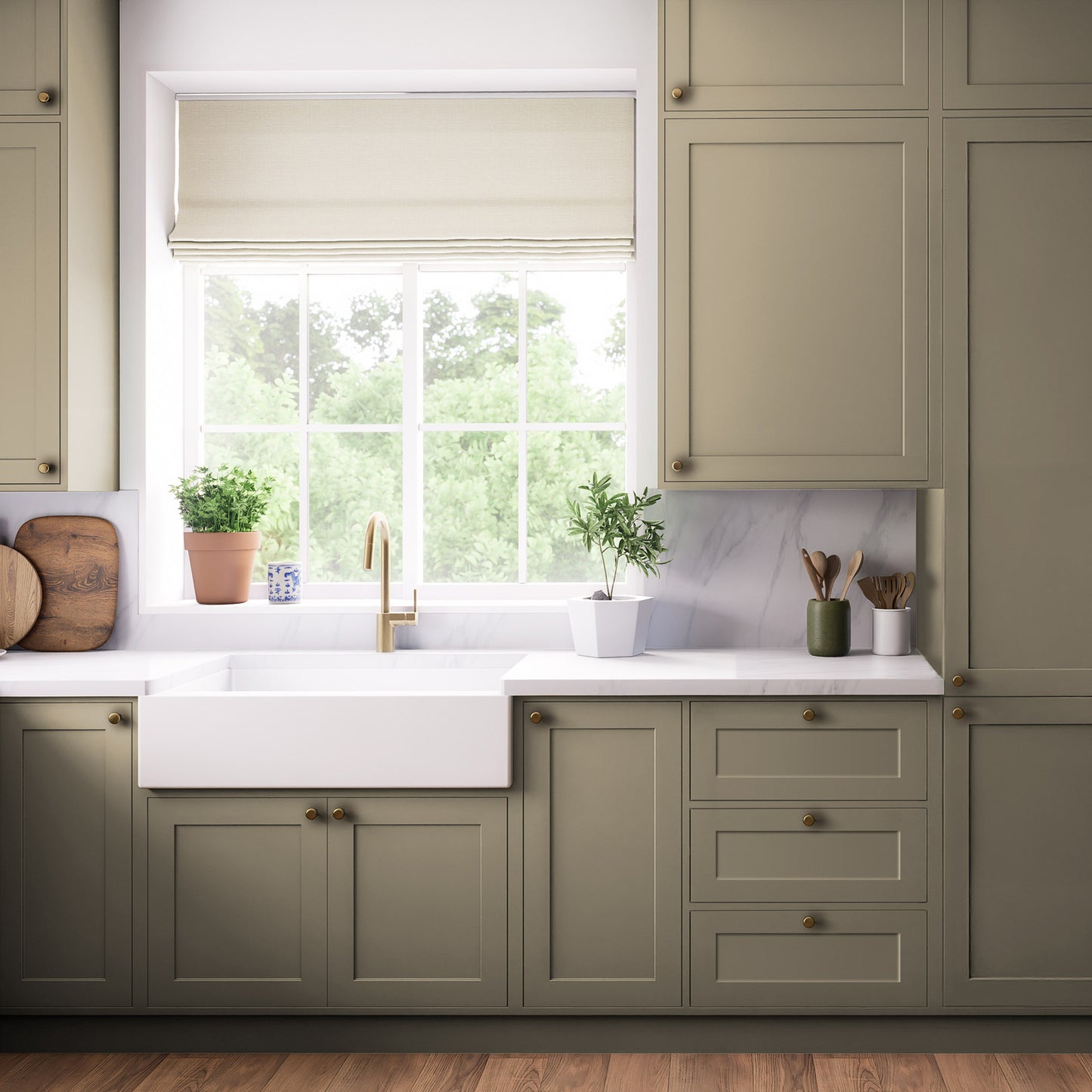 Kitchen Pan Drawer & Extractor Doors, Shaker Style in Coastal Fog