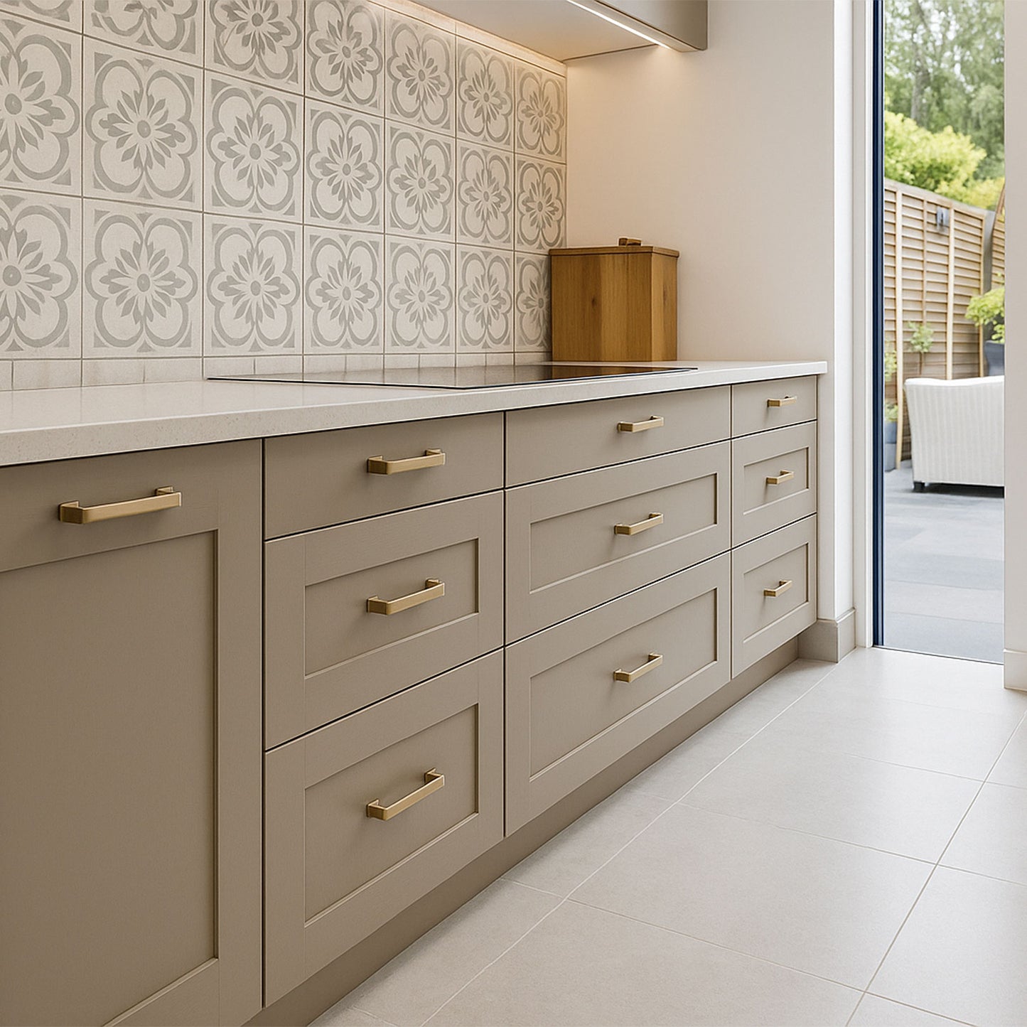Kitchen Drawer Fronts, Shaker Style in Coastal Fog