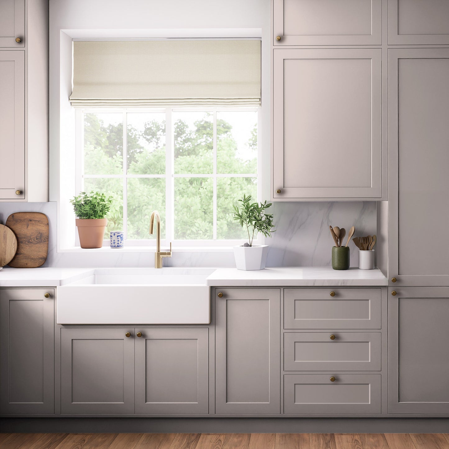 Kitchen Pan Drawer & Extractor Doors, Shaker Style in Dusk Pink