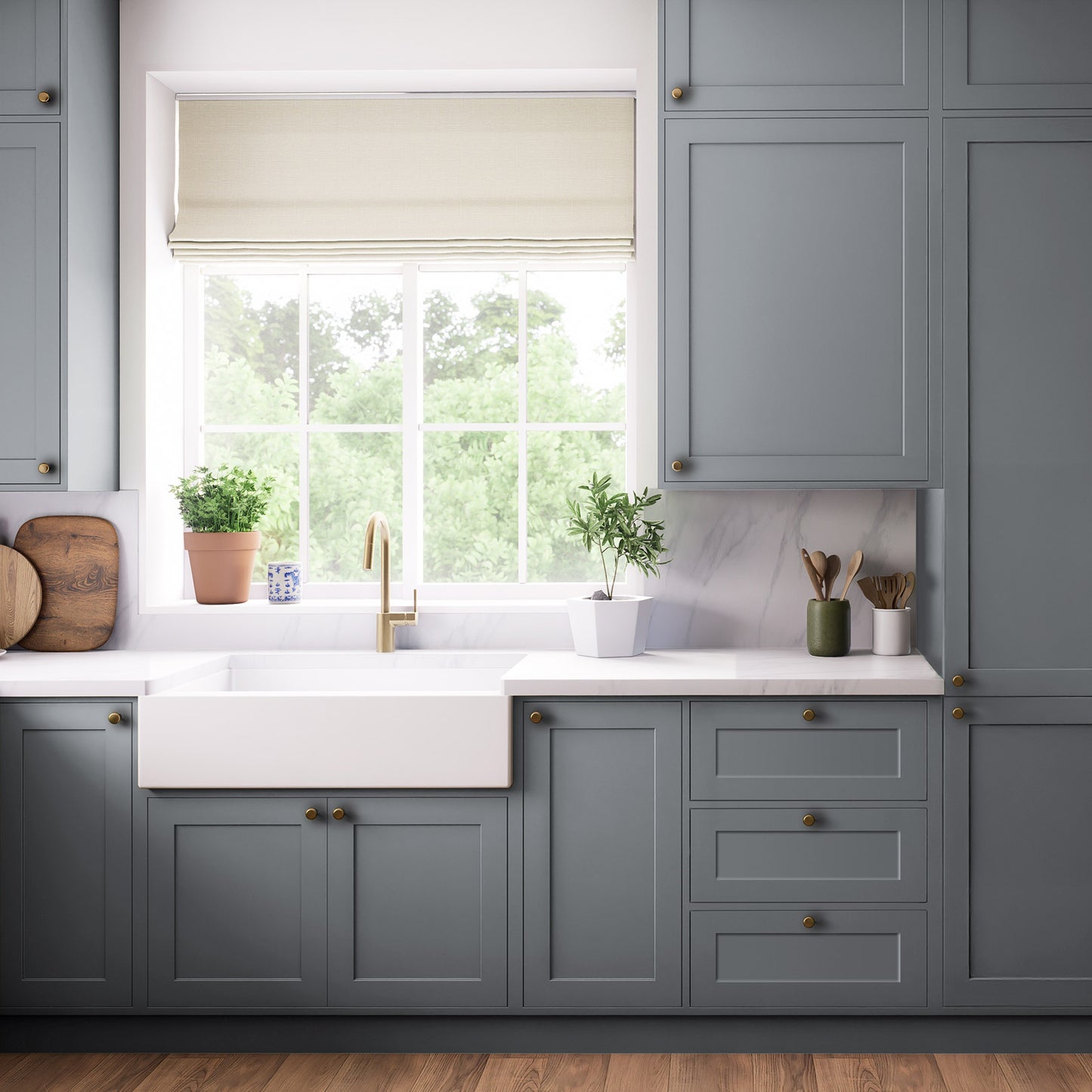 Kitchen Pan Drawer & Extractor Doors, Shaker Style in Fishing Lead