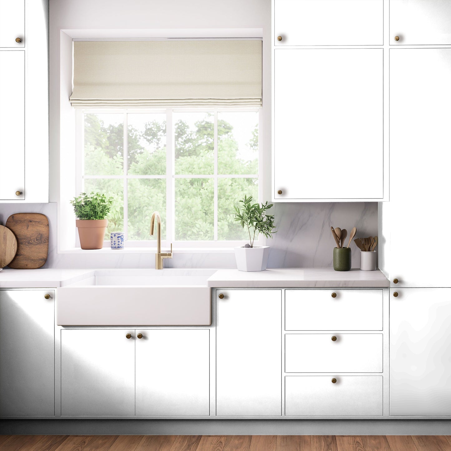 Kitchen Drawer Fronts, Flat Slab in Brilliant White