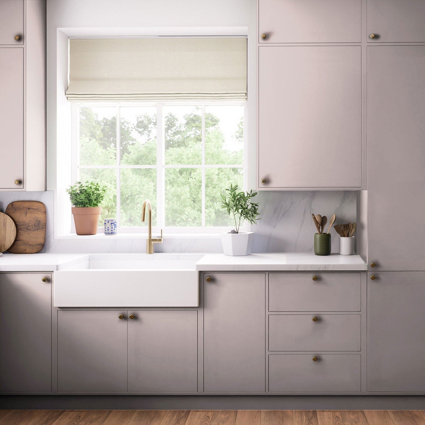 Kitchen Drawer Fronts, Flat Slab in Dusk Pink