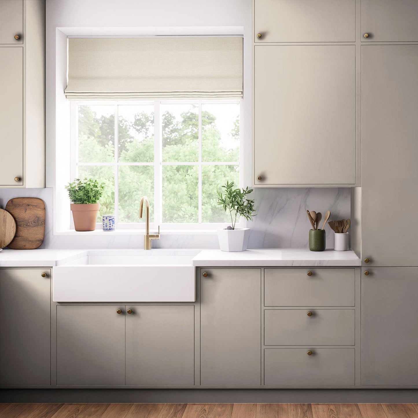 Kitchen Highline & Medium Wall Doors, Flat Slab in Elephant Grey