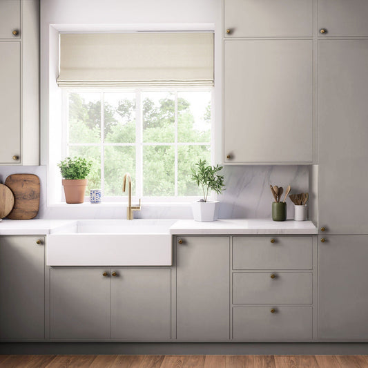 Kitchen Tall Wall Doors, Flat Slab in Fossil