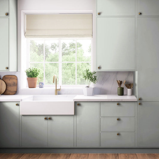 Kitchen Highline & Medium Wall Doors, Flat Slab in Green Grey