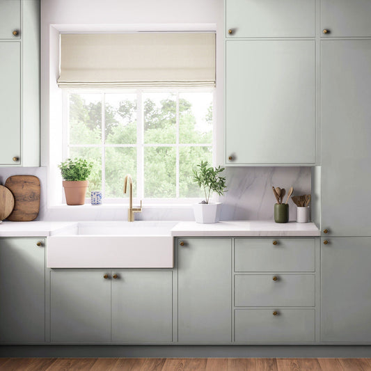 Kitchen Tall Wall Doors, Flat Slab in Green Grey