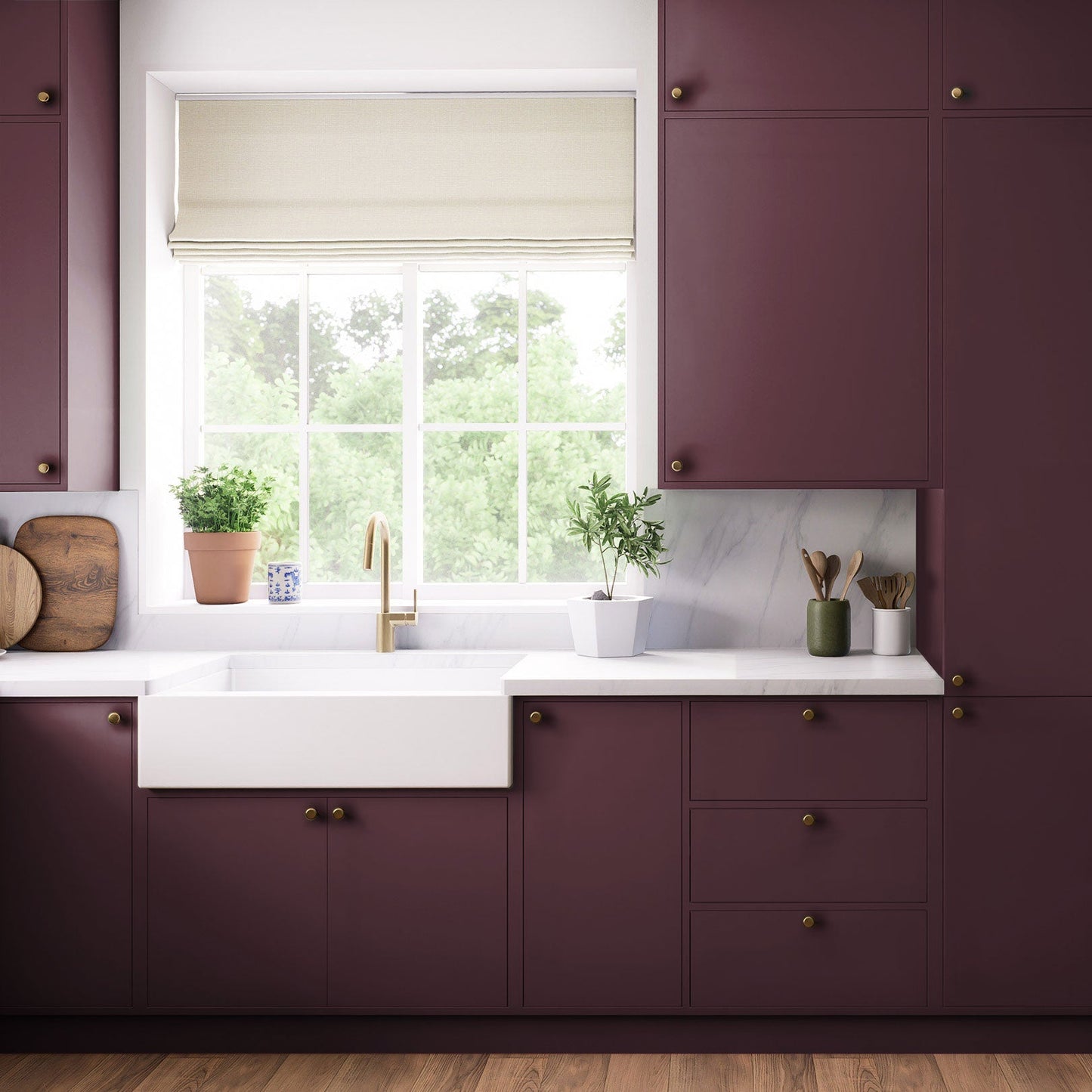 Kitchen Drawer Fronts, Flat Slab in Sloe Berry