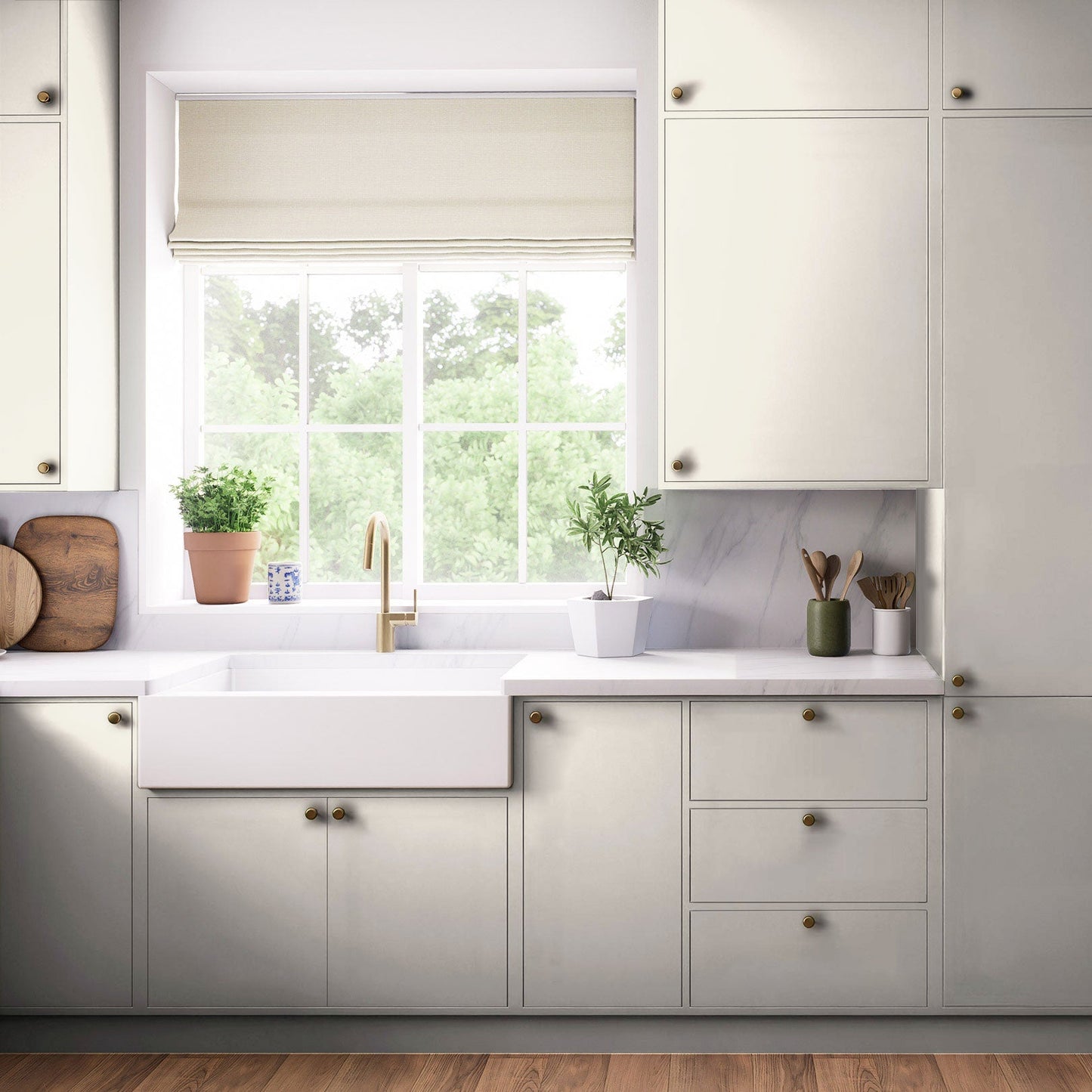 Kitchen Drawer Fronts, Flat Slab in Strong White