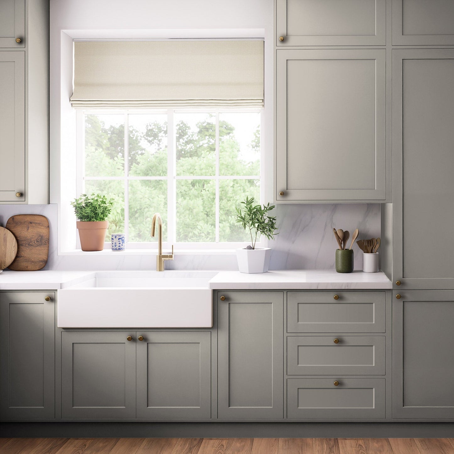 Kitchen Tall Wall Doors, Shaker Style in Fossil