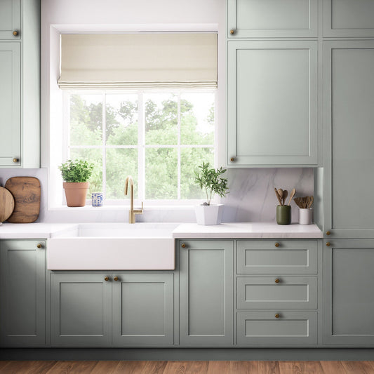 Kitchen Tall Wall Doors, Shaker Style in Green Grey