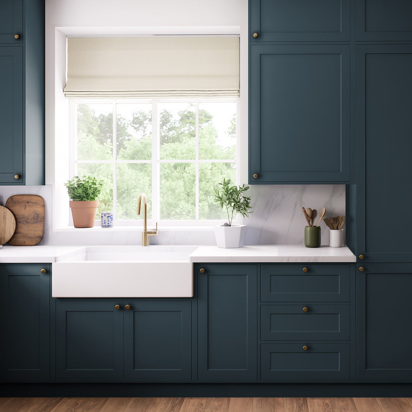 Kitchen Pan Drawer & Extractor Doors, Shaker Style in Midnight Blue