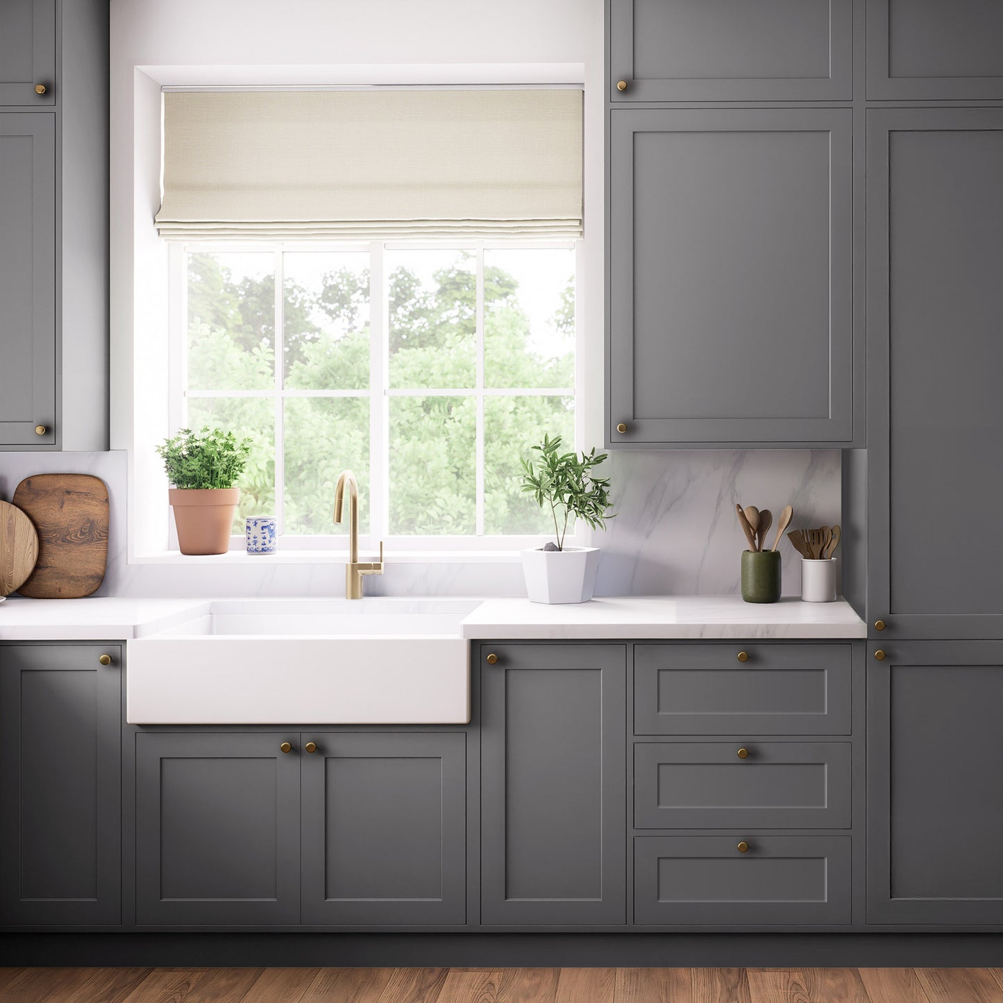 Kitchen Pan Drawer & Extractor Doors, Shaker Style in Mole Skin