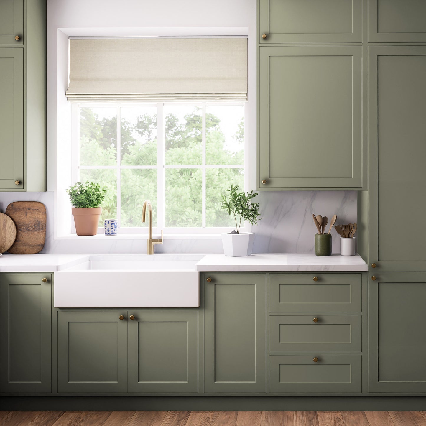 Kitchen Larder Doors, Shaker Style in Moss Green