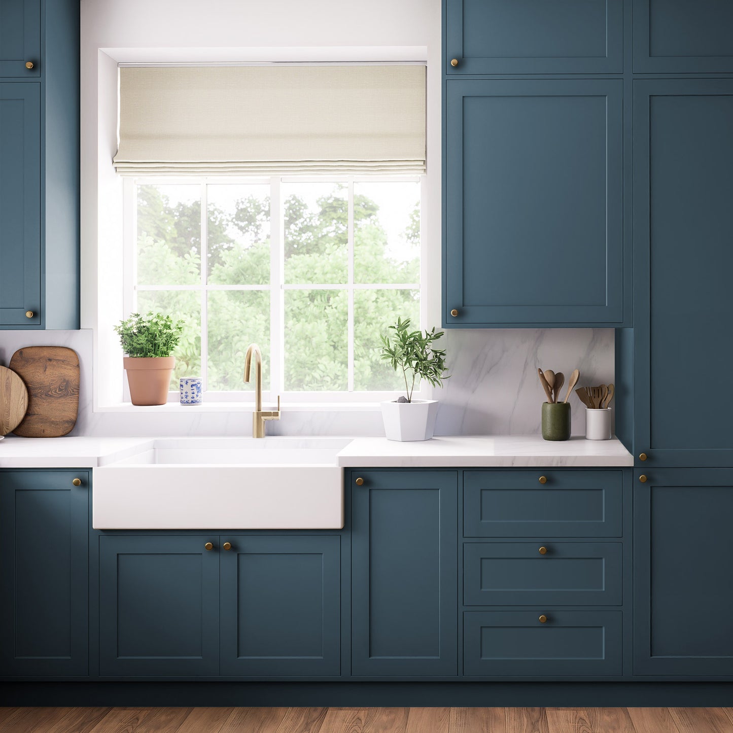Kitchen Pan Drawer & Extractor Doors, Shaker Style in Norfolk Blue