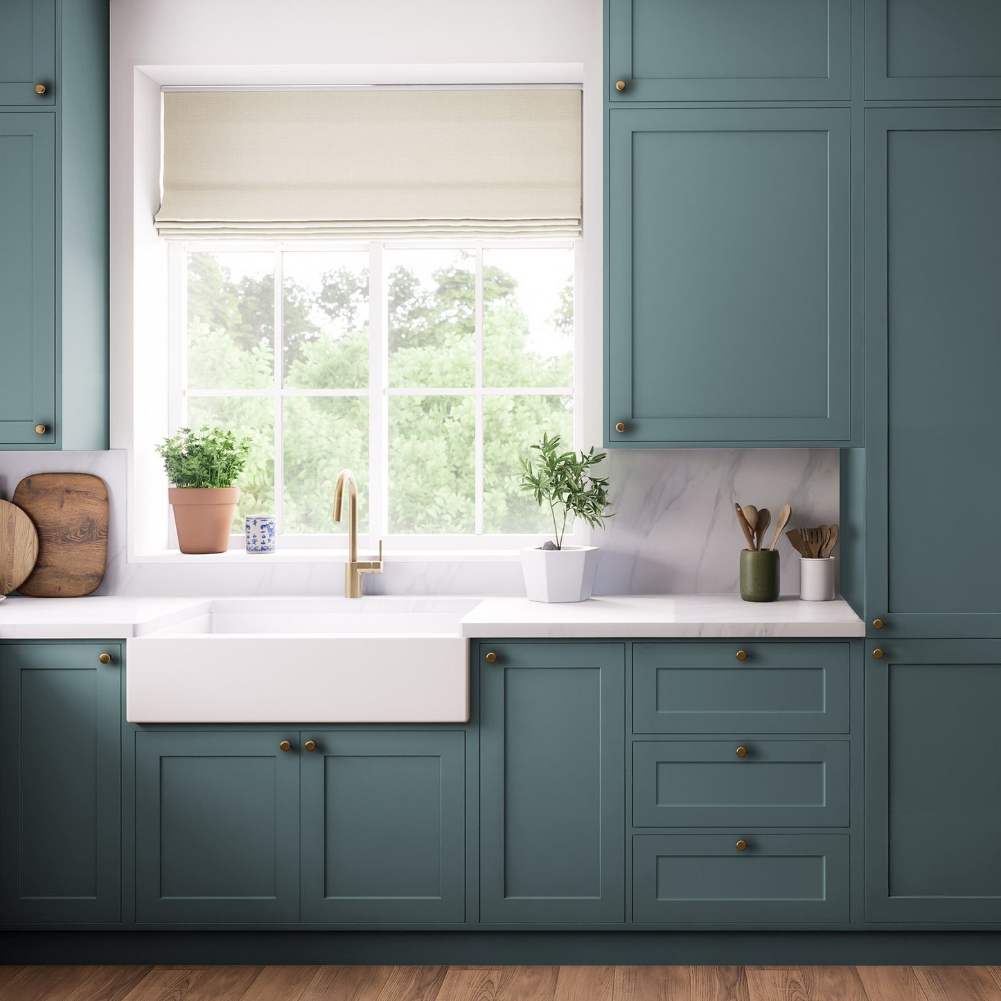 Kitchen Pan Drawer & Extractor Doors, Shaker Style in Ocean Teal
