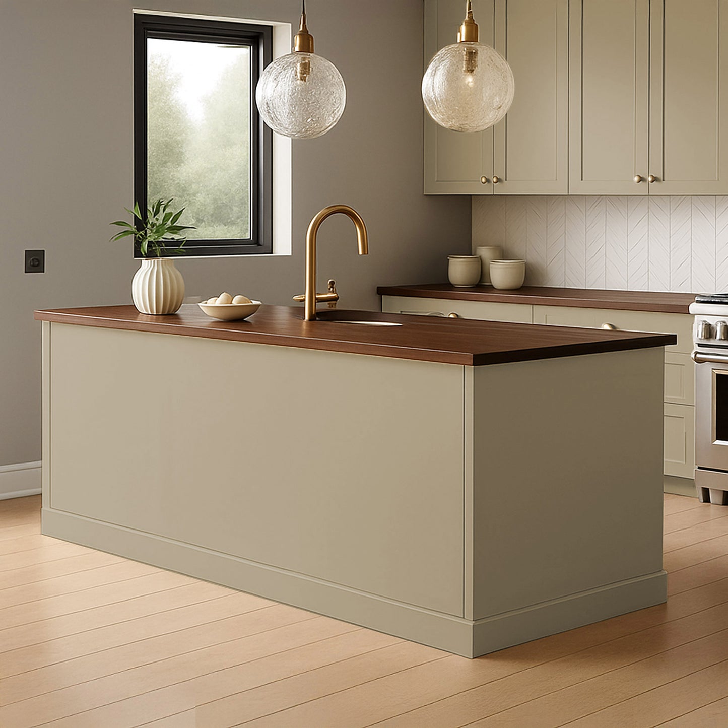 Kitchen End Panels in Coastal Fog