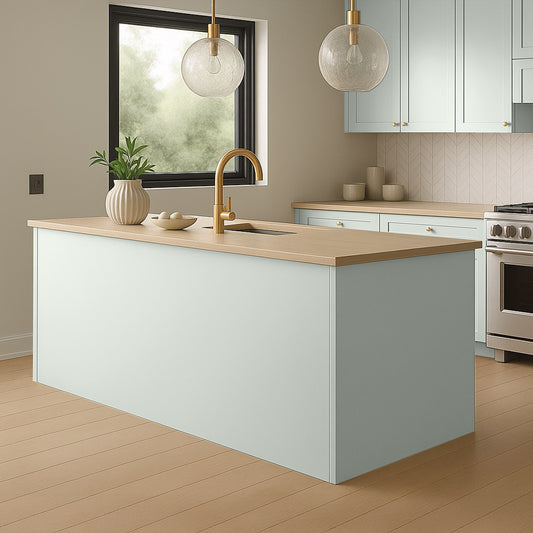 Kitchen End Panels in Green Grey