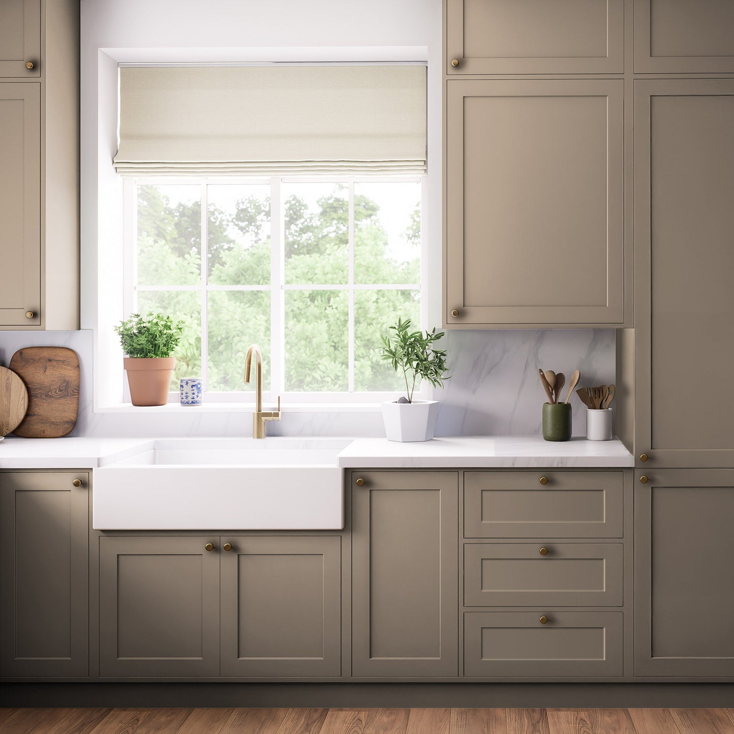 Kitchen Pan Drawer & Extractor Doors, Shaker Style in Pebble
