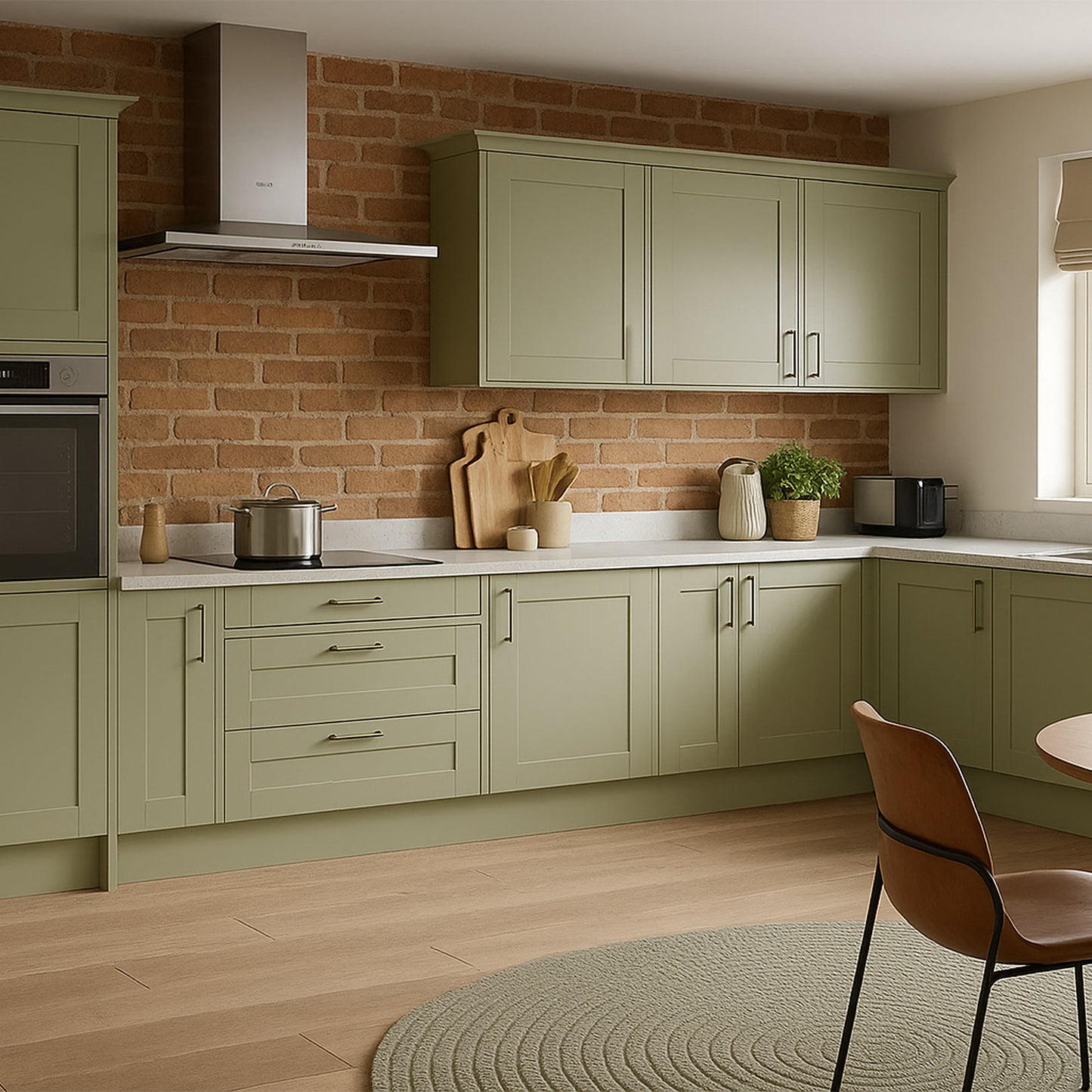 Kitchen Pan Drawer & Extractor Doors, Shaker Style in Spring Green