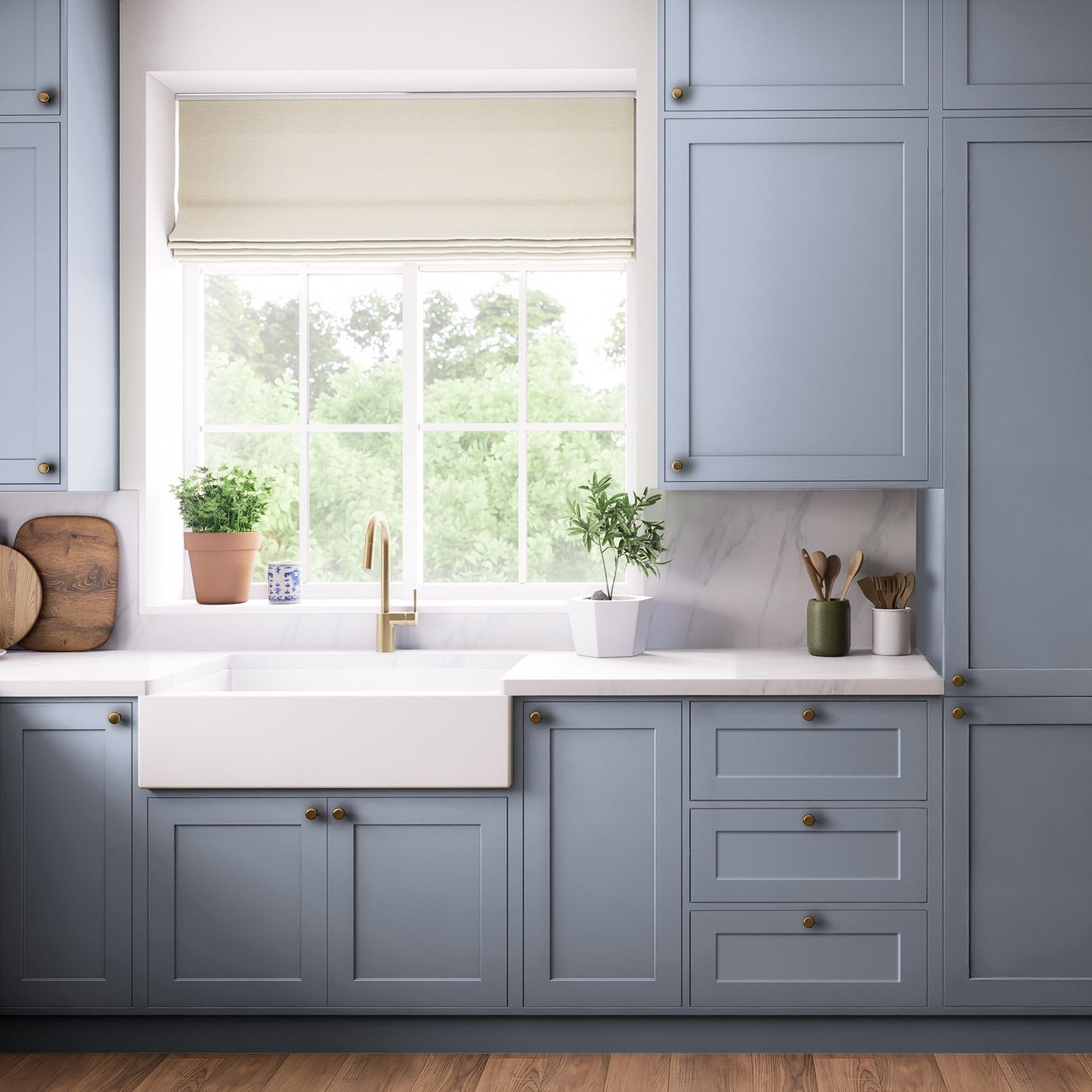 Kitchen Larder Doors, Shaker Style in Watervliet Blue