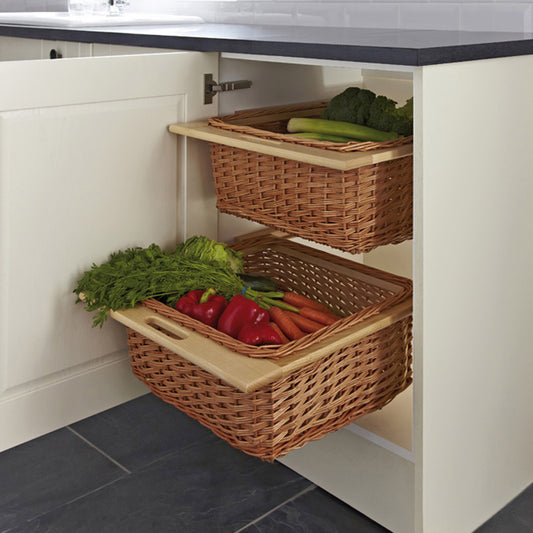 Wicker Basket Set with Runners - Fits 500-600mm Cabinets