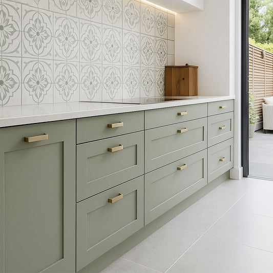 Kitchen Drawer Fronts, Shaker Style in Green Grey