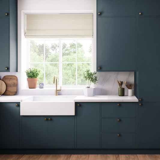 Kitchen Drawer Fronts, Flat Slab in Midnight Blue
