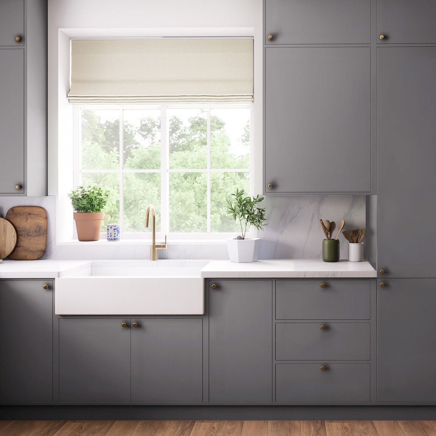 Kitchen Drawer Fronts, Flat Slab in Mole Skin