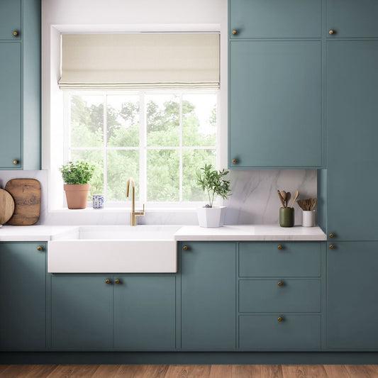 Kitchen Larder Doors, Flat Slab in Ocean Teal