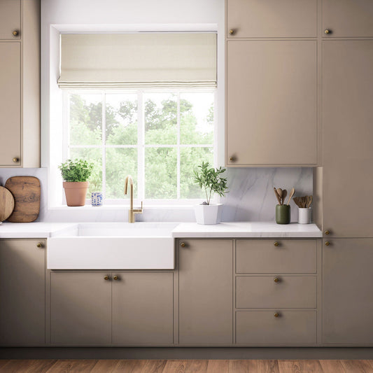 Kitchen Larder Doors, Flat Slab in Pebble